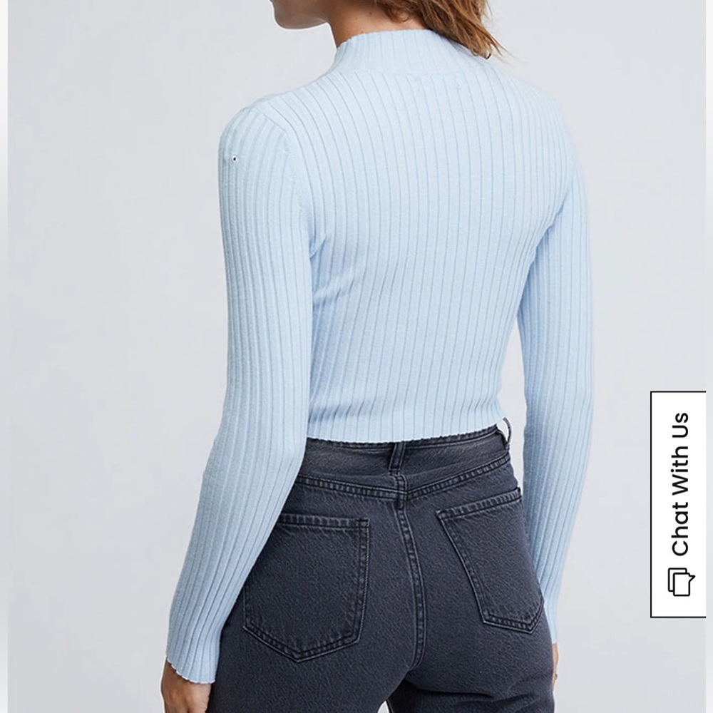 NWT PacSun Ribbed Mock Neck Sweater/stop (Light Blue) - Picture 2 of 3